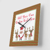 プレイドクリスマスカスタムタイポグラフィサンタクロース スクエア壁時計 (傾斜)