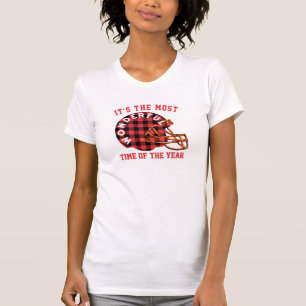 プレイドクリスマスサッカーガールフレンドTカスタム字 Tシャツ