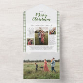 プレイドクリスマスジャーナル緑4フォトホリデー オールインワン招待状 (内側)