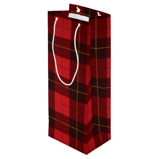プレイドクリスマスタータンチェッククランウォーレスレッドチェック ワインギフトバッグ (裏面アングル)