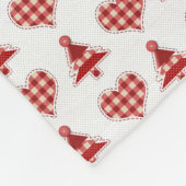 プレイドクリスマスツリーとハートパターン フリースブランケット (角)