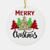 プレイドクリスマスツリーウィンターフォレストヒョウ セラミックオーナメント (正面)