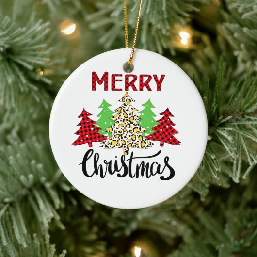 プレイドクリスマスツリーウィンターフォレストヒョウ セラミックオーナメント