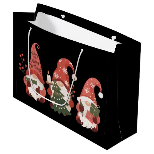 プレイドクリスマスノーム サンタ 面白い メリークリスマス ラージペーパーバッグ (正面アングル)