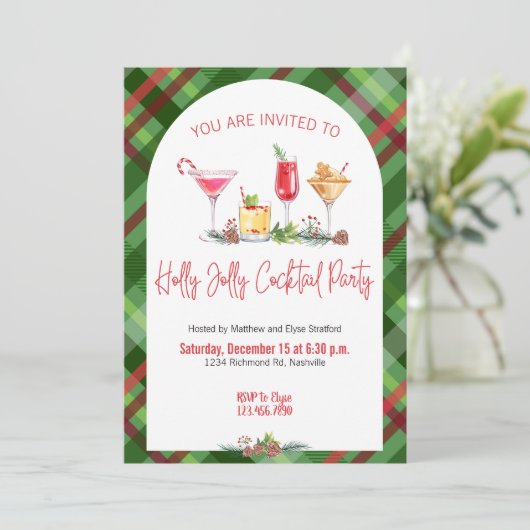 プレイドクリスマスパーティーホリデーカクテルワークパーティー 招待状 (スタンド正面)