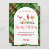 プレイドクリスマスパーティーホリデーカクテルワークパーティー 招待状 (正面/裏面)