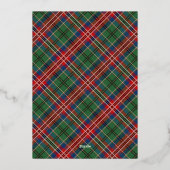 プレイドクリスマスペットの写真マッカロックタータンチェック金ゴールド 箔シーズンカード (裏面)