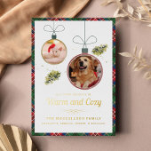 プレイドクリスマスペットの写真マッカロックタータンチェック金ゴールド 箔シーズンカード