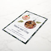 プレイドクリスマスペット写真ゴードンタータンチェックシルバー 箔シーズンカード (回転した状態)