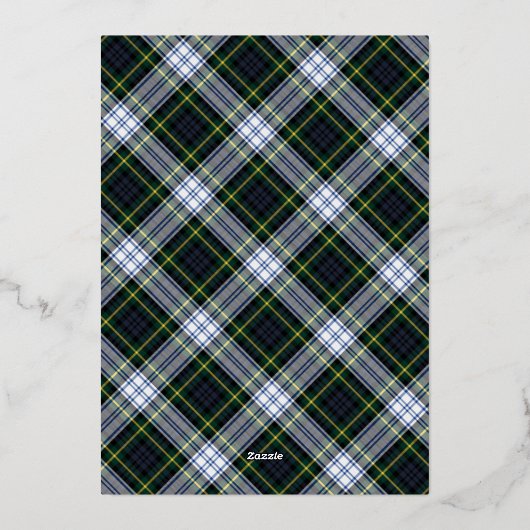 プレイドクリスマスペット写真ゴードンタータンチェックシルバー 箔シーズンカード (裏面)