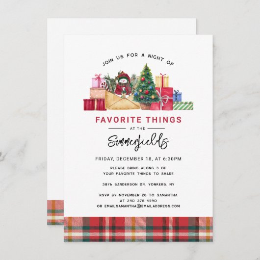 プレイドクリスマスホリデーお気に入りのズパーティー 招待状 (正面/裏面)
