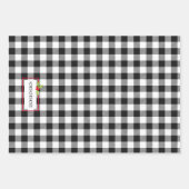 プレイドクリスマスホリデー白黒レッドグリーン ラッピングペーパーシート (正面)