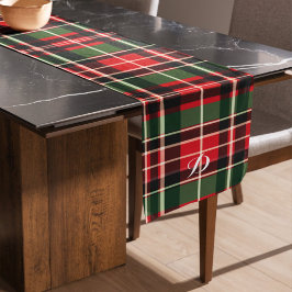 プレイドクリスマスモノグラム名ホリデーパターン ミディアムテーブルランナー