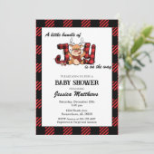 プレイドクリスマス バンドル オブ ジョイ ベイビー シャワー 招待状 (スタンド正面)