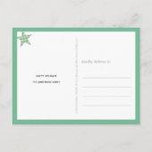 プレイドグリーンクリームスター4フォトハッピーホリデー ポストカード (裏面)