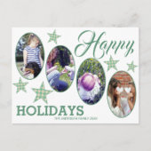 プレイドグリーンクリームスター4フォトハッピーホリデー ポストカード (正面)