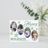 プレイドグリーンクリームスター4フォトハッピーホリデー ポストカード (スタンド正面)