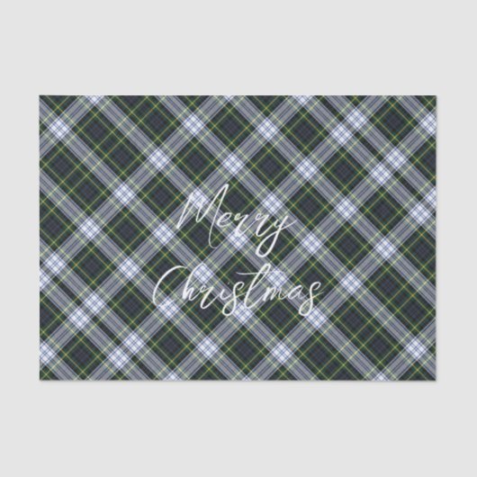 プレイドグリーンホワイトフェスティバルクリスマスゴードンタータンチェック 薄葉紙 (正面)