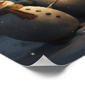 プレイドスカーフ付き雪だるまグループ ポスター (角)