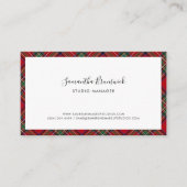 プレイドスクリプトエレガントメイクアップアーティストタータンチェック 名刺 (正面)