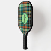 プレイドターコイズグレーオレンジMIntグリーンパーソナライズ ピックルボールラケット (左)