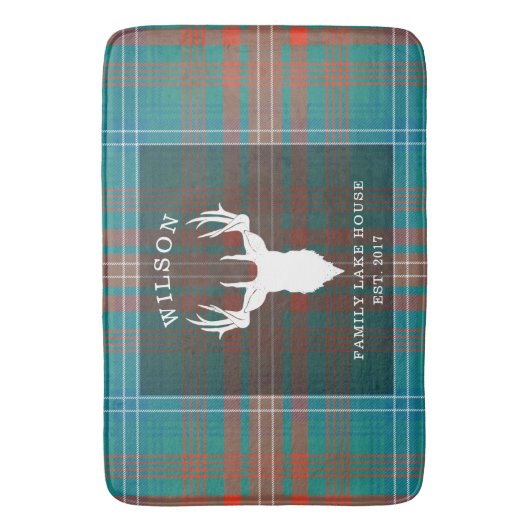 プレイドタータンチェッククランウィルソン家族レイクハウス バスマット (正面縦)