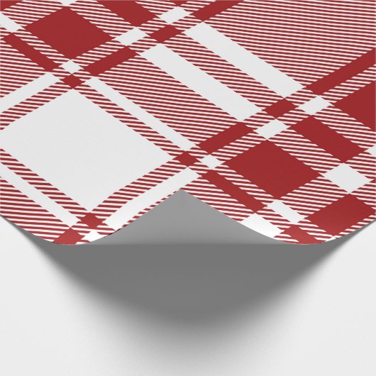 プレイドタータンチェックレッドホワイトホリデークリモダンスマス ラッピングペーパー (角)