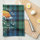 プレイドタータンチェックレトロファミリーキャンピングスクワッドキャンベル キッチンタオル (四つ折り)