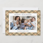 プレイドタータンチェック写真クリスマス シーズンカード (正面)