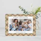 プレイドタータンチェック写真クリスマス シーズンカード (スタンド正面)