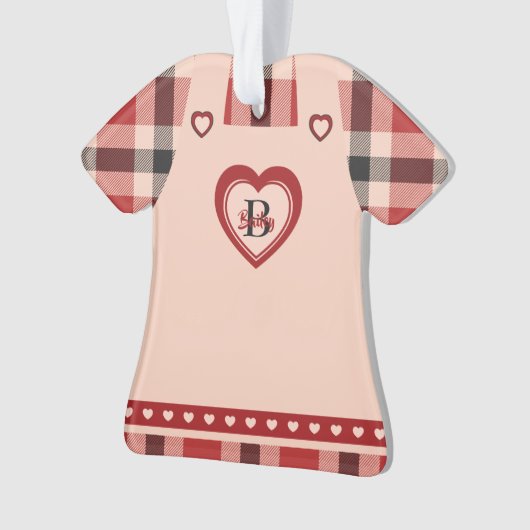 プレイドドレスハートフィギュアパーソナライズされた前 オーナメント (正面)
