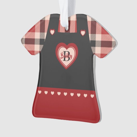 プレイドドレス&イチゴリパーソナライズされたア オーナメント (正面)