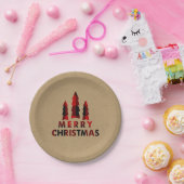 プレイドハッピーホリデーズクリスマスツリーズプレイドクラフト ペーパープレート (パーティー)
