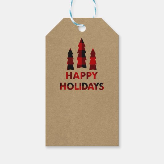 プレイドハッピーホリデーズクリスマスツリーズプレイドクラフトF ギフトタグ (正面)