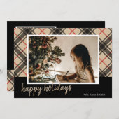 プレイドハッピーホリデー数々の写真クリスマスカード (正面/裏面)