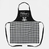 プレイドバッファローチェックキッチンツール+名前 エプロン (正面)