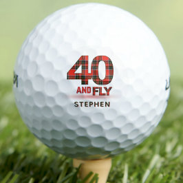 プレイドパターン40th誕生日パーティー赤40とフライ ゴルフボール