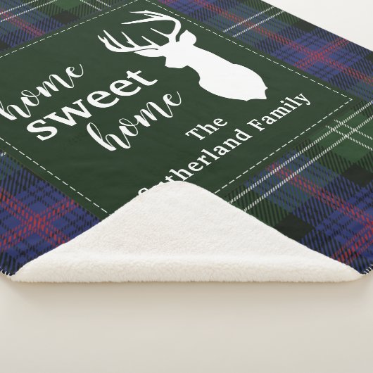 プレイドパーソナライズされたスウィートホームサザーランドタータンチェック シェルパブランケット (3/4)
