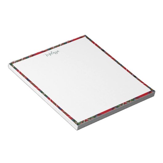 プレイドパーソナライズされたスクリプトクラシックタータンチェック ノートパッド (アングル)