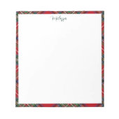 プレイドパーソナライズされたスクリプトクラシックタータンチェック ノートパッド (正面)