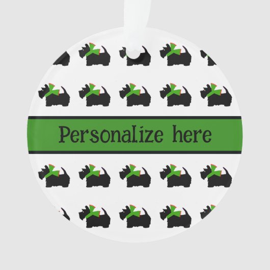 プレイドパーソナライズされたスコティ犬 オーナメント (正面)