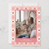 プレイドパーソナライズされたハートスノーフレーク写真 シーズンカード (正面)