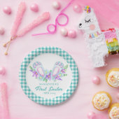 プレイドパーソナライズされたバニー足私の最初の復活祭 ペーパープレート (パーティー)