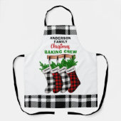 プレイドパーソナライズされたファミリークリスマスベーキングクルー エプロン (正面)