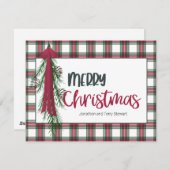 プレイドパーソナライズされたメリークリスマスカード シーズンカード (正面/裏面)