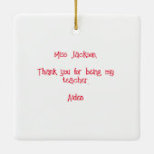 プレイドパーソナライズされたレインボー先生クリスマスプレゼント セラミックオーナメント (裏面)