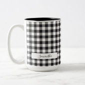 プレイドパーソナライズされた白黒ジンガ素朴ムママ ツートーンマグカップ (左)
