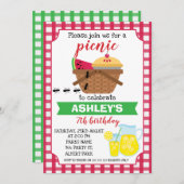 プレイドピクニック誕生日招待 招待状 (正面/裏面)