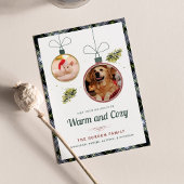 プレイドファミリークリスマスペット写真ゴードンタータンチェック シーズンカード