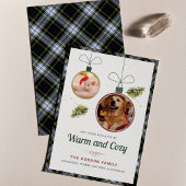 プレイドファミリークリスマスペット写真ゴードンタータンチェック シーズンカード